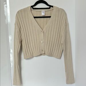Abound Cream Ribbed Cardigan Sweater